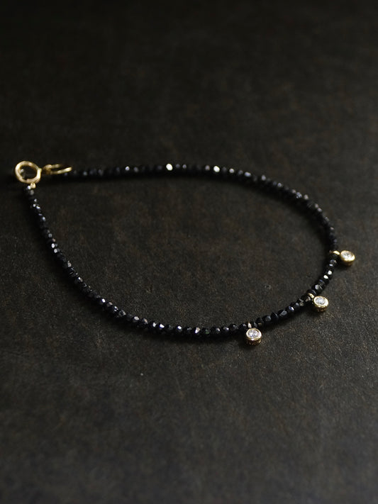 Black Diamond Bracelet With Diamond Charms | 1.7-2.2mm