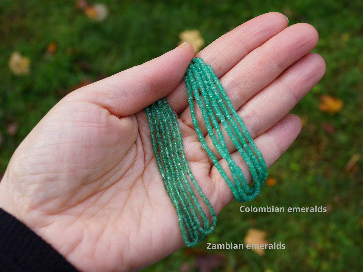 14K Solid Gold: Colombian Emerald Earrings, Threader earrings, Natural Emerald Jewelry, Beaded Bar, Dainty, Minimalist , May Birthstone