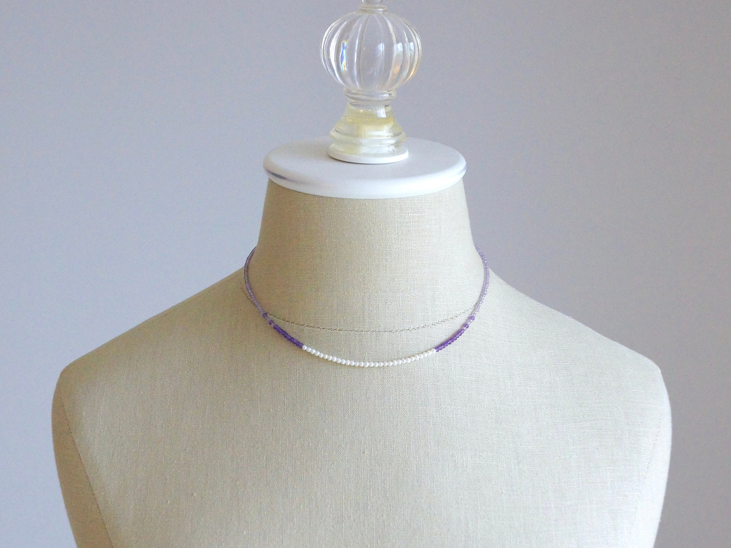 14K Solid Gold: Amethyst Bead Necklace| 2.5mm| Purple Amethyst| Crown Chakra| February Birthstone| Graduation Gift| Fine Jewelry