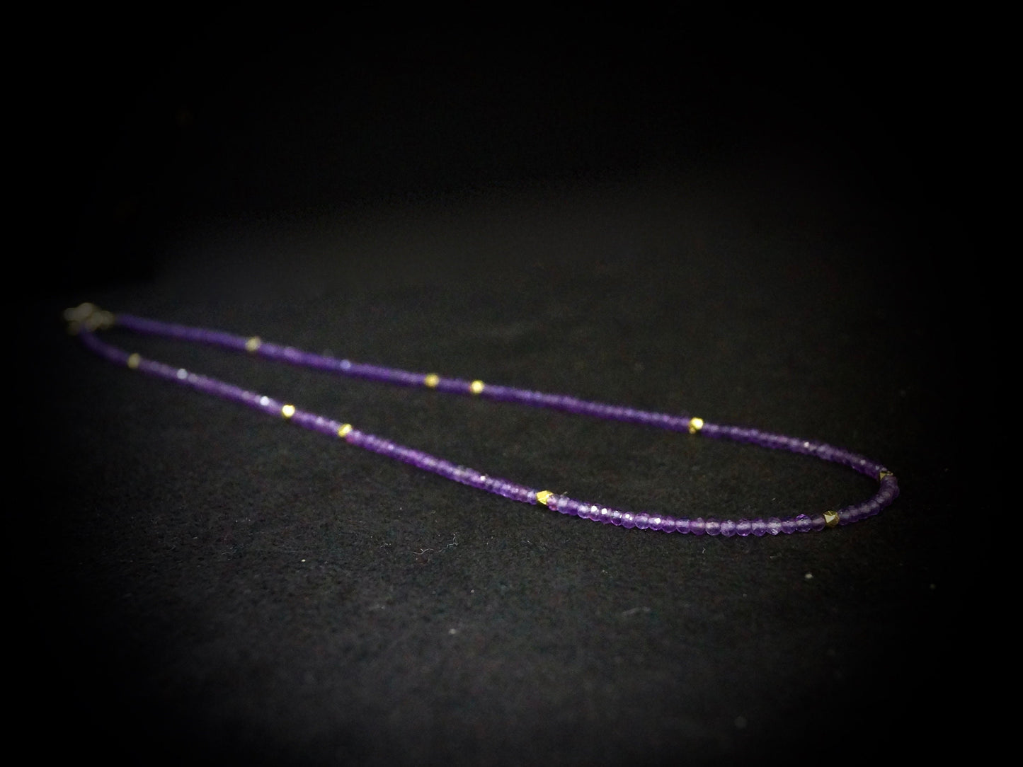 14K Solid Gold:  Amethyst Necklace| Layering Necklace| Dainty Necklace| Choker| Crown Chakra| Fine Jewelry| February Birthstone