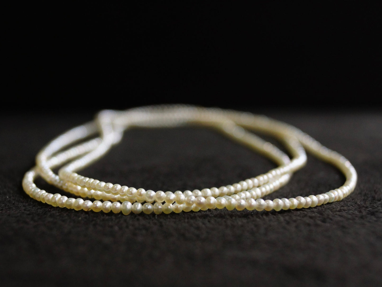 14K Solid Gold: 30" AAA Natural Pearl Long Necklace | 2.5 - 3mm | Tiny Seed | Cultured Round | High Luster | Extra Small | Layered [A]