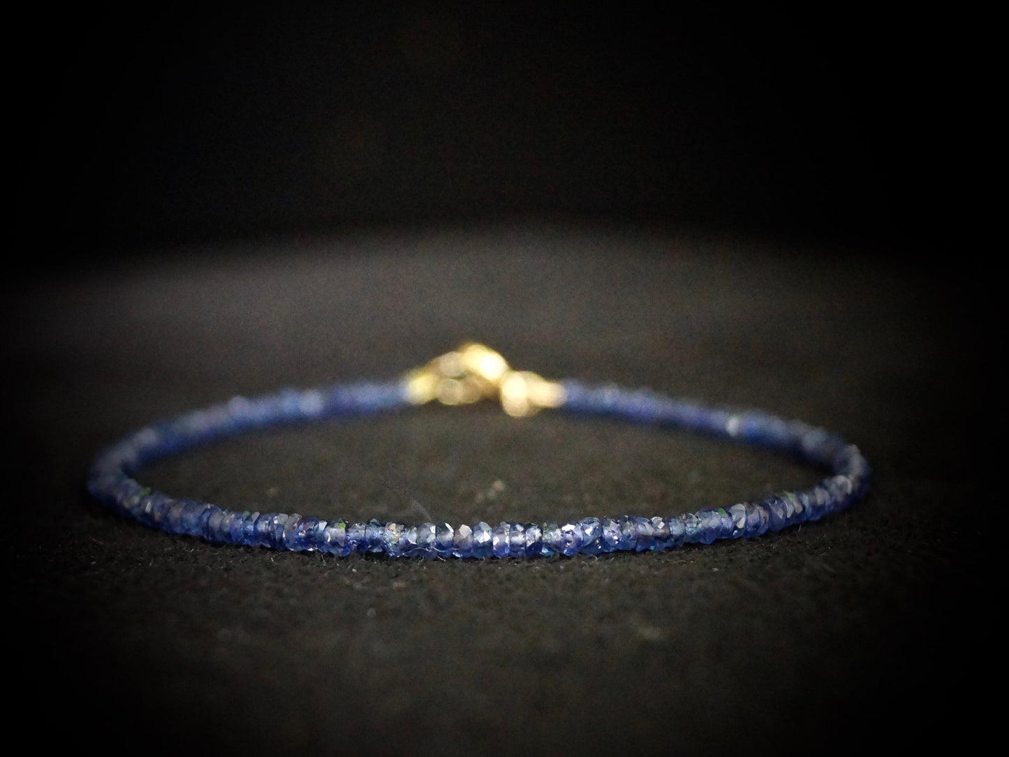 14k Solid Gold: Blue Sapphire Bead Bracelet| September Birthstone| Fine Jewelry| Dainty Bracelet| Natural Sapphire