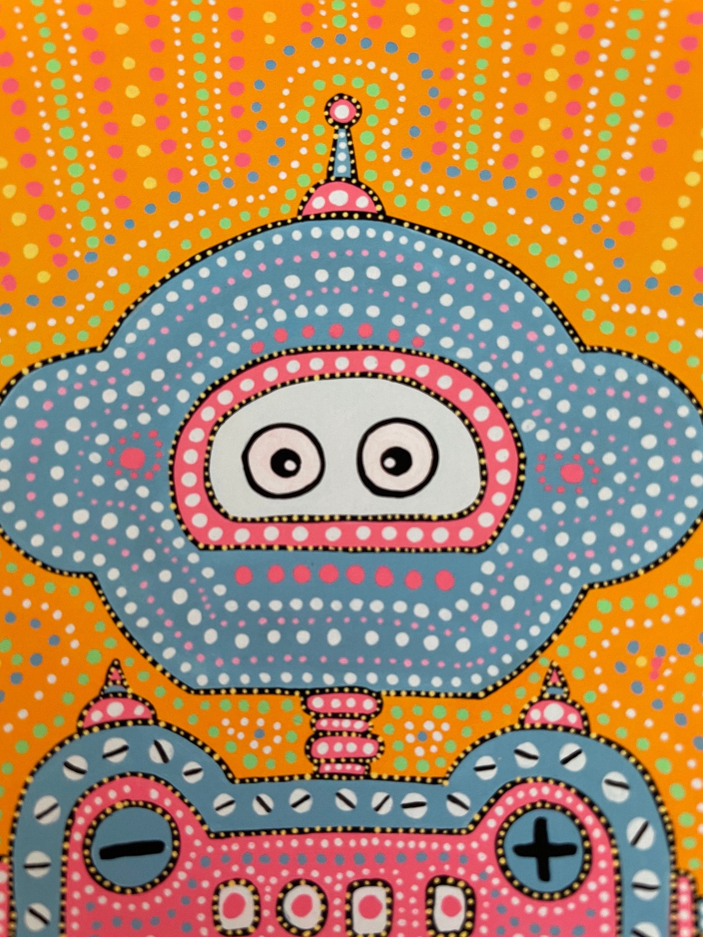 8"x12" |Robot With A Soul 1 |Original Art |Boys |Kids |Wall Art Print |Signed by Artist |Play Room |Dots |Free US Shipping |8x12 |12x16