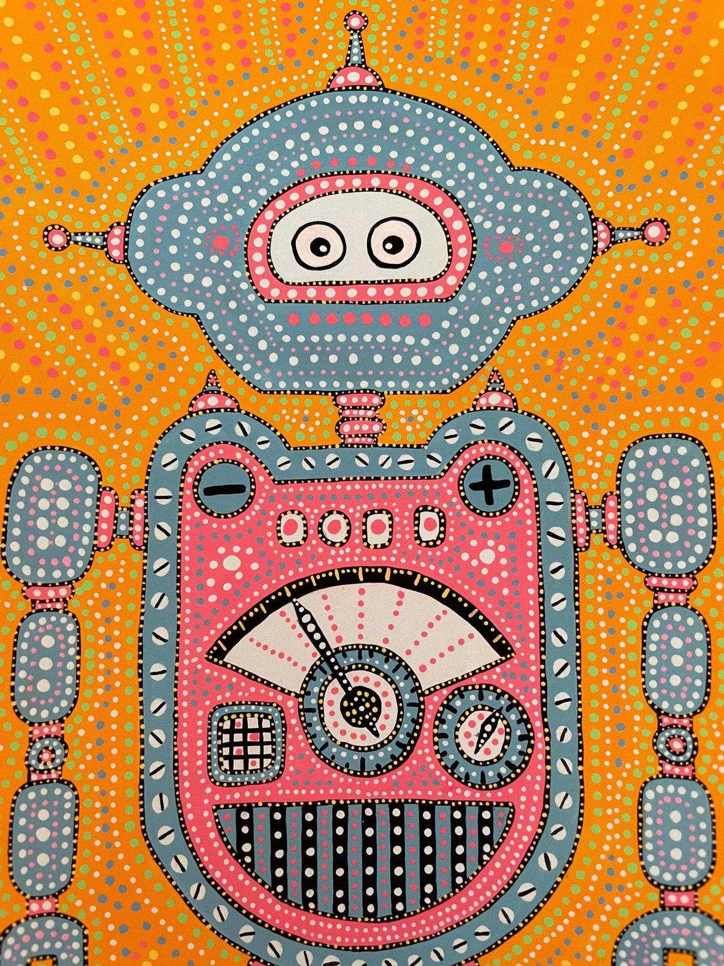 8"x12" |Robot With A Soul 1 |Original Art |Boys |Kids |Wall Art Print |Signed by Artist |Play Room |Dots |Free US Shipping |8x12 |12x16