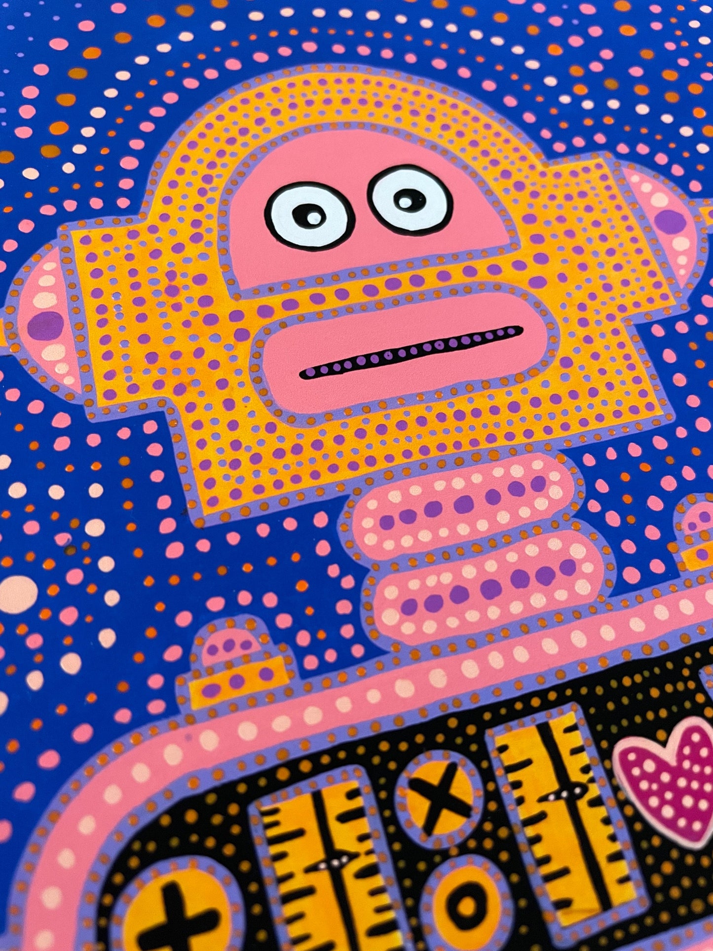 12"x16" |Robot With A Soul 4 |Original Art |Boys |Kids |Wall Art Print |Signed by Artist |Play Room |Dots |Free US Shipping |12x16|Blue Pink