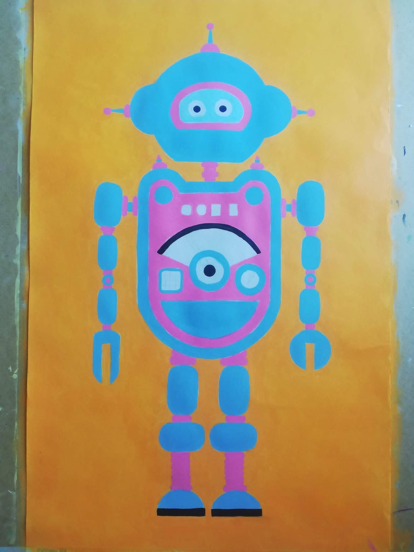 8"x12" |Robot With A Soul 1 |Original Art |Boys |Kids |Wall Art Print |Signed by Artist |Play Room |Dots |Free US Shipping |8x12 |12x16