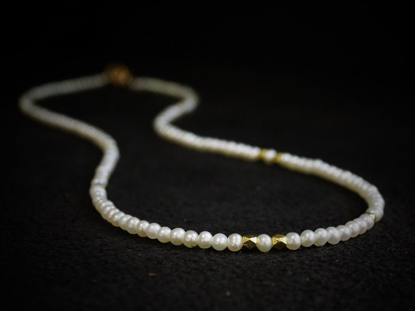 14K Solid Gold: AAA Freshwater Pearl Necklace | 2.5 - 3mm | Tiny Seed | Cultured Round | High Luster | Dainty Choker | Extra Small Bead [A]