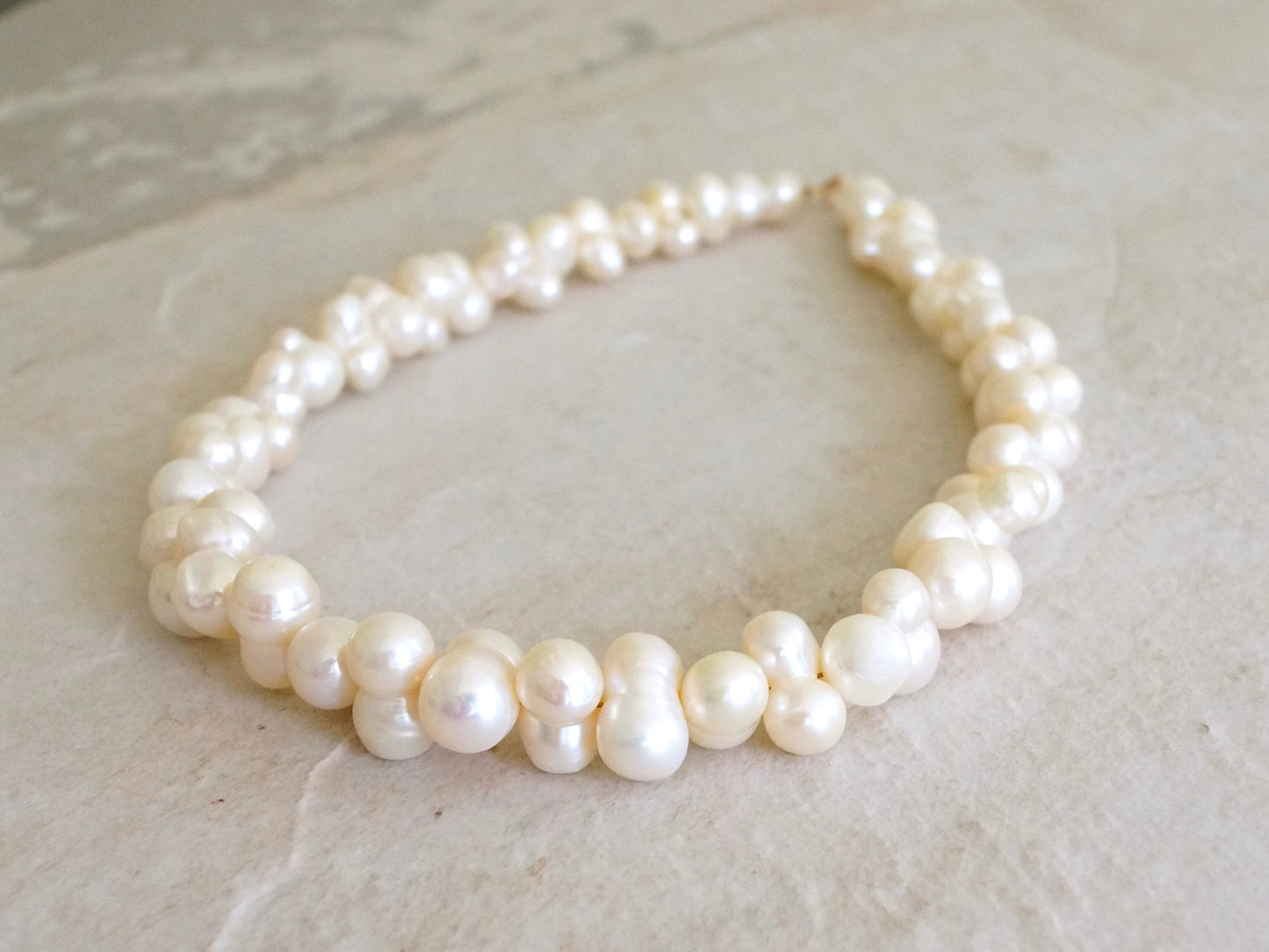 14K Solid Gold: Baroque Pearl Bridal Jewelry, Freshwater Pearl Choker Necklace, Chunky Pearl Necklace, Wedding, Special Occasion, Large