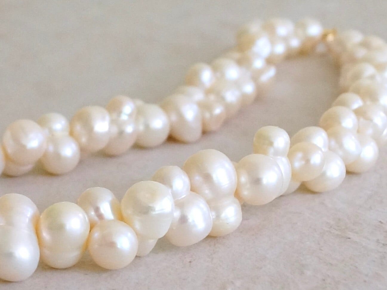 14K Solid Gold: Baroque Pearl Bridal Jewelry, Freshwater Pearl Choker Necklace, Chunky Pearl Necklace, Wedding, Special Occasion, Large