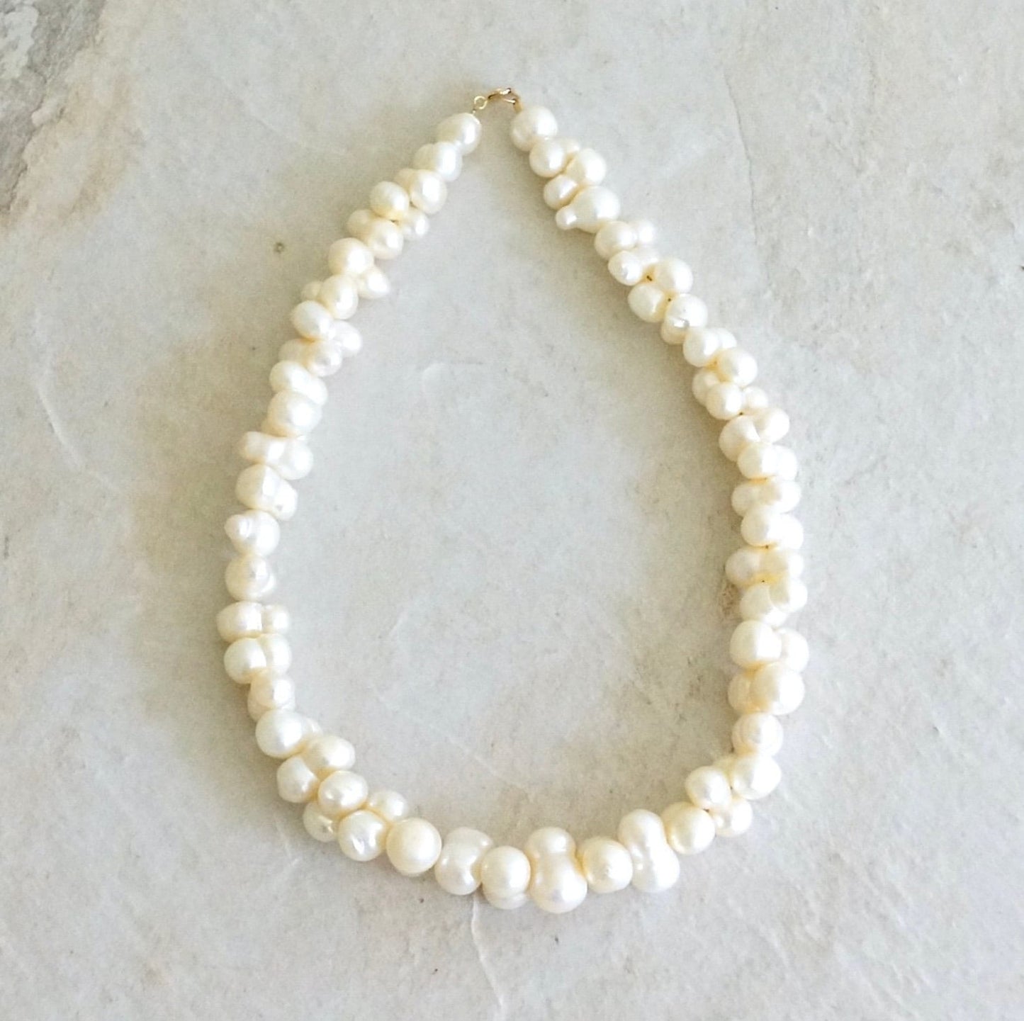 14K Solid Gold: Baroque Pearl Bridal Jewelry, Freshwater Pearl Choker Necklace, Chunky Pearl Necklace, Wedding, Special Occasion, Large