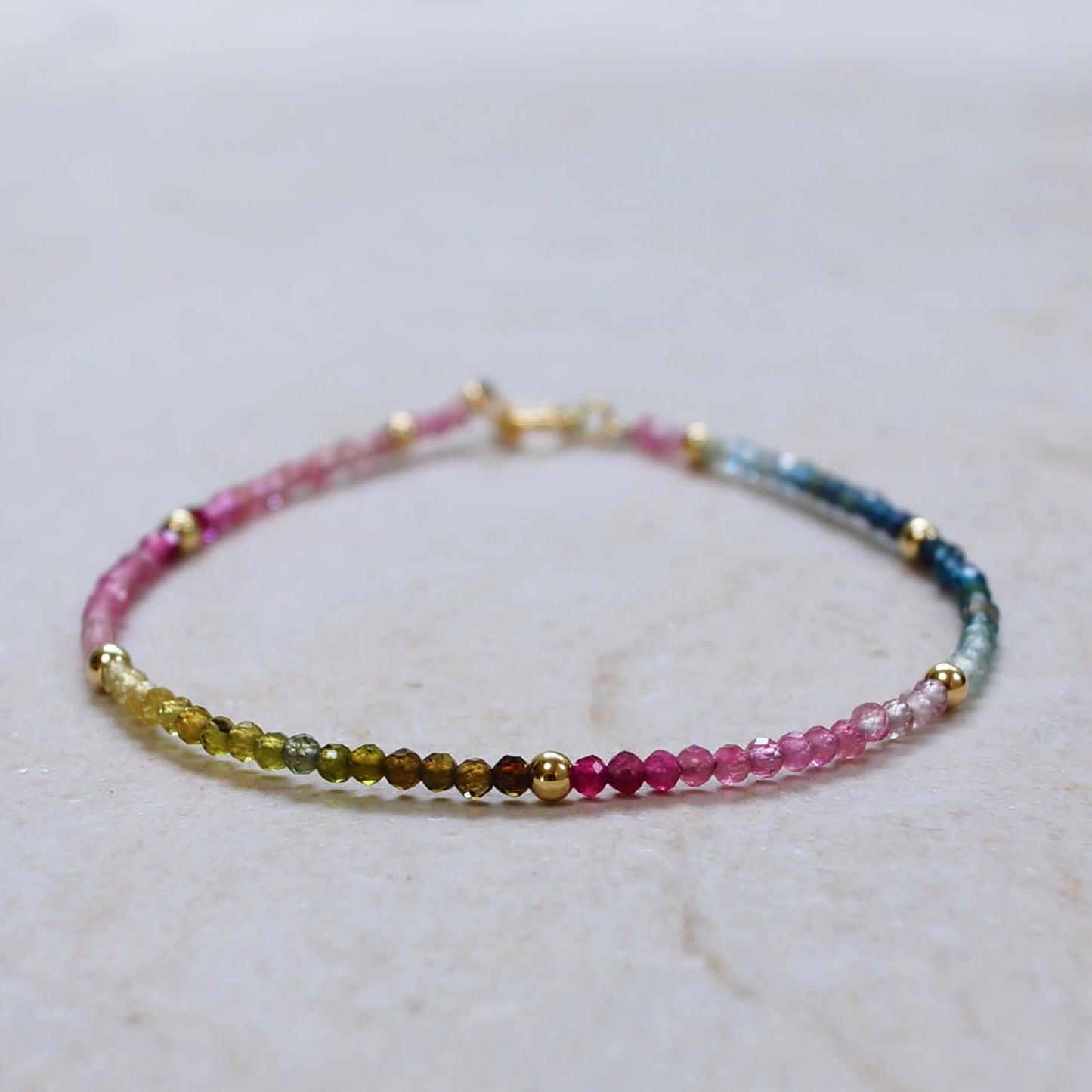 14K Solid Gold: Tourmaline Bracelet | 2.5mm | Pink Tourmaline | Watermelon| Multi Color| Ombre Tourmaline| Fine Jewelry