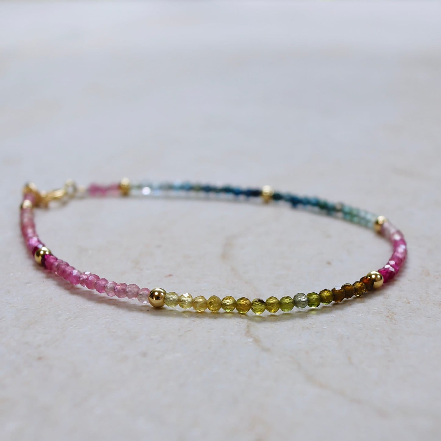 14K Solid Gold: Tourmaline Bracelet | 2.5mm | Pink Tourmaline | Watermelon| Multi Color| Ombre Tourmaline| Fine Jewelry