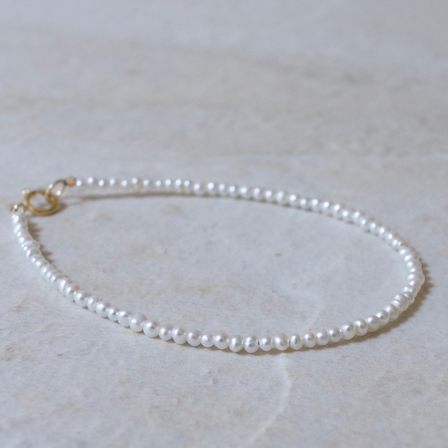 14K Solid Gold: Freshwater Pearl Beaded Bracelet with Gold Beads