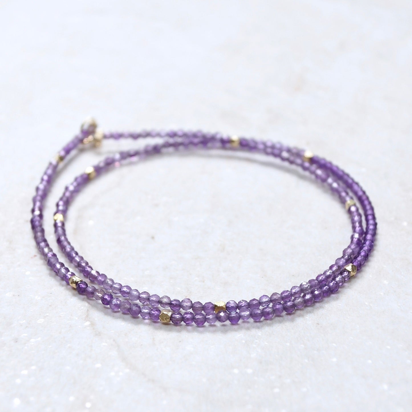 14K Solid Gold:  Amethyst Necklace| Layering Necklace| Dainty Necklace| Choker| Crown Chakra| Fine Jewelry| February Birthstone