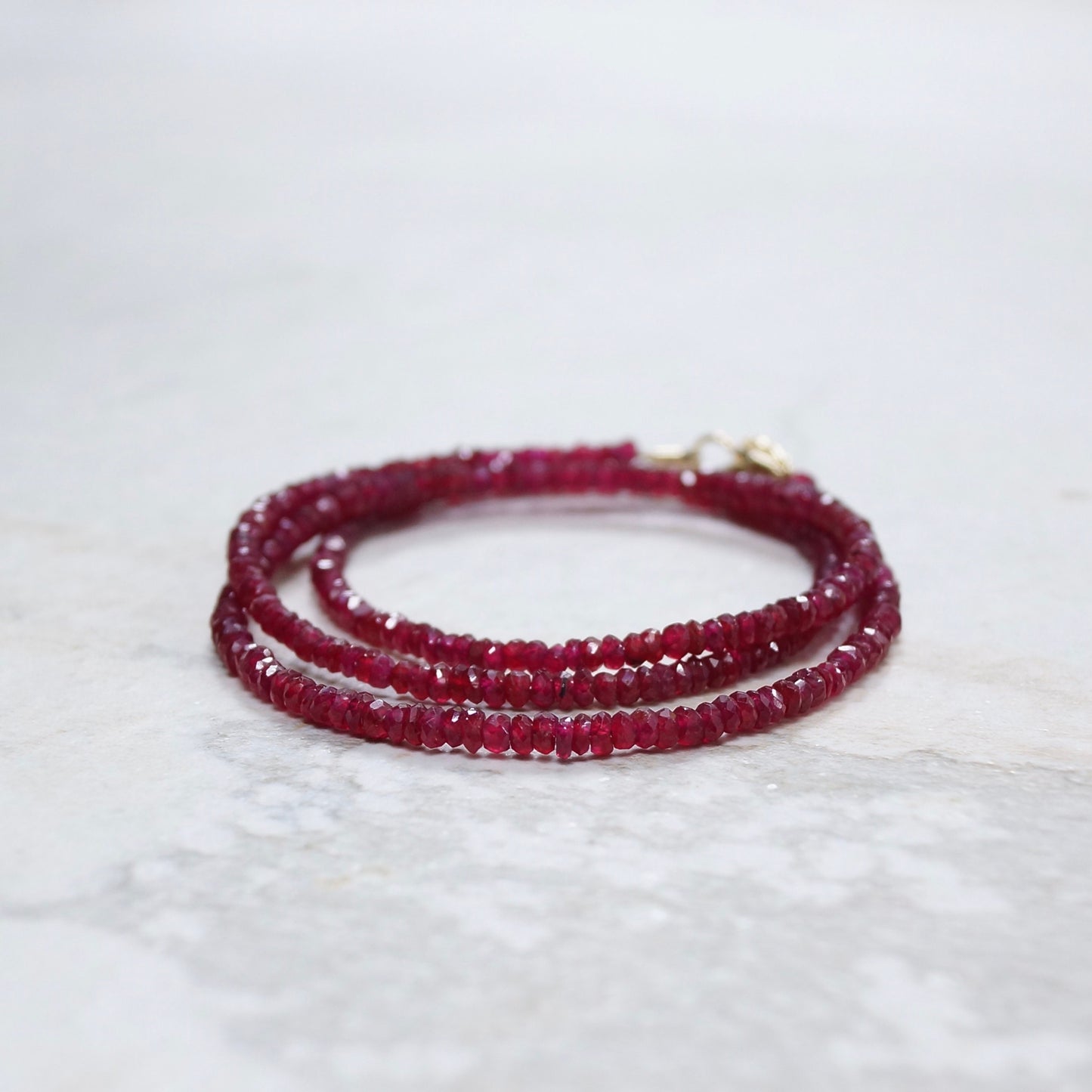 14K: Ruby Necklace | 2.5mm | 3mm | July Birthstone | Delicate Beaded Ruby | Dainty | Skinny | Minimalist | Fine Jewelry| Solid Gold