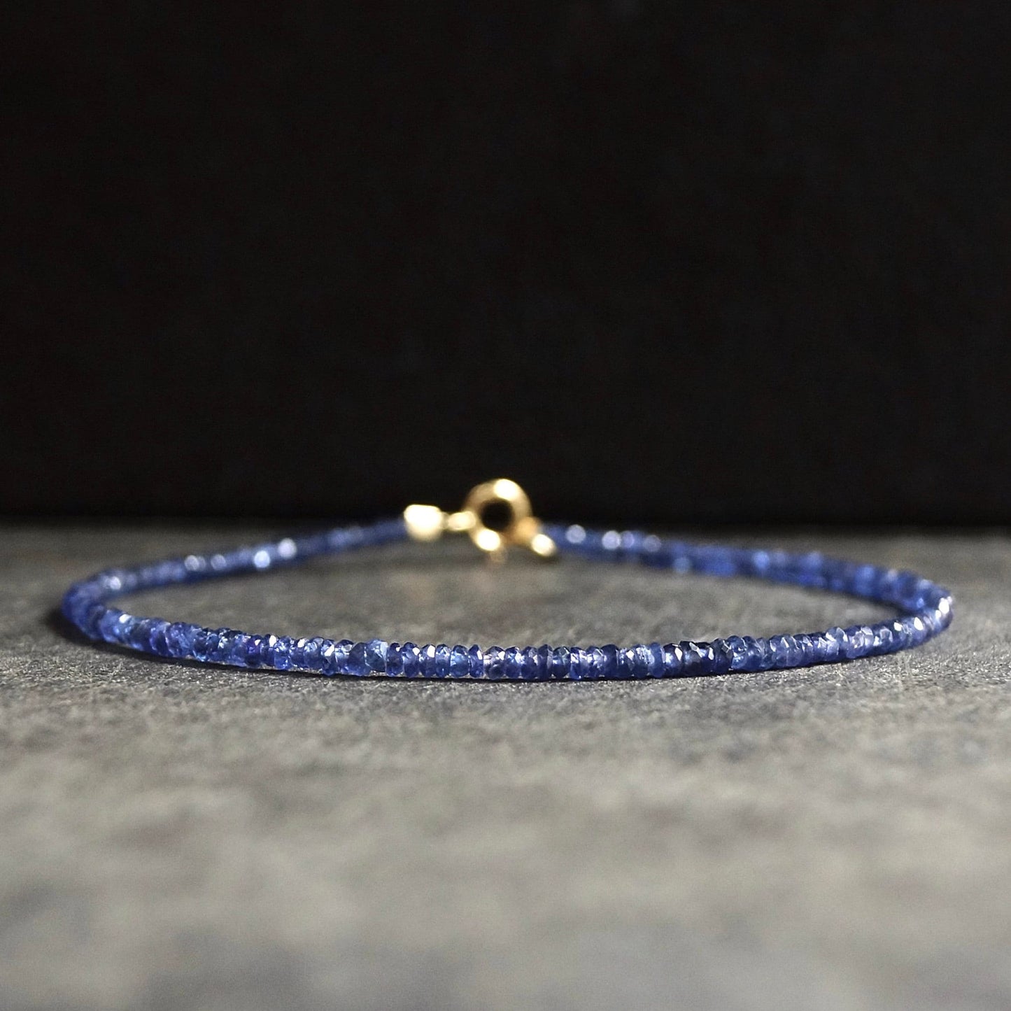 14k Solid Gold: Blue Sapphire Bead Bracelet| September Birthstone| Fine Jewelry| Dainty Bracelet| Natural Sapphire