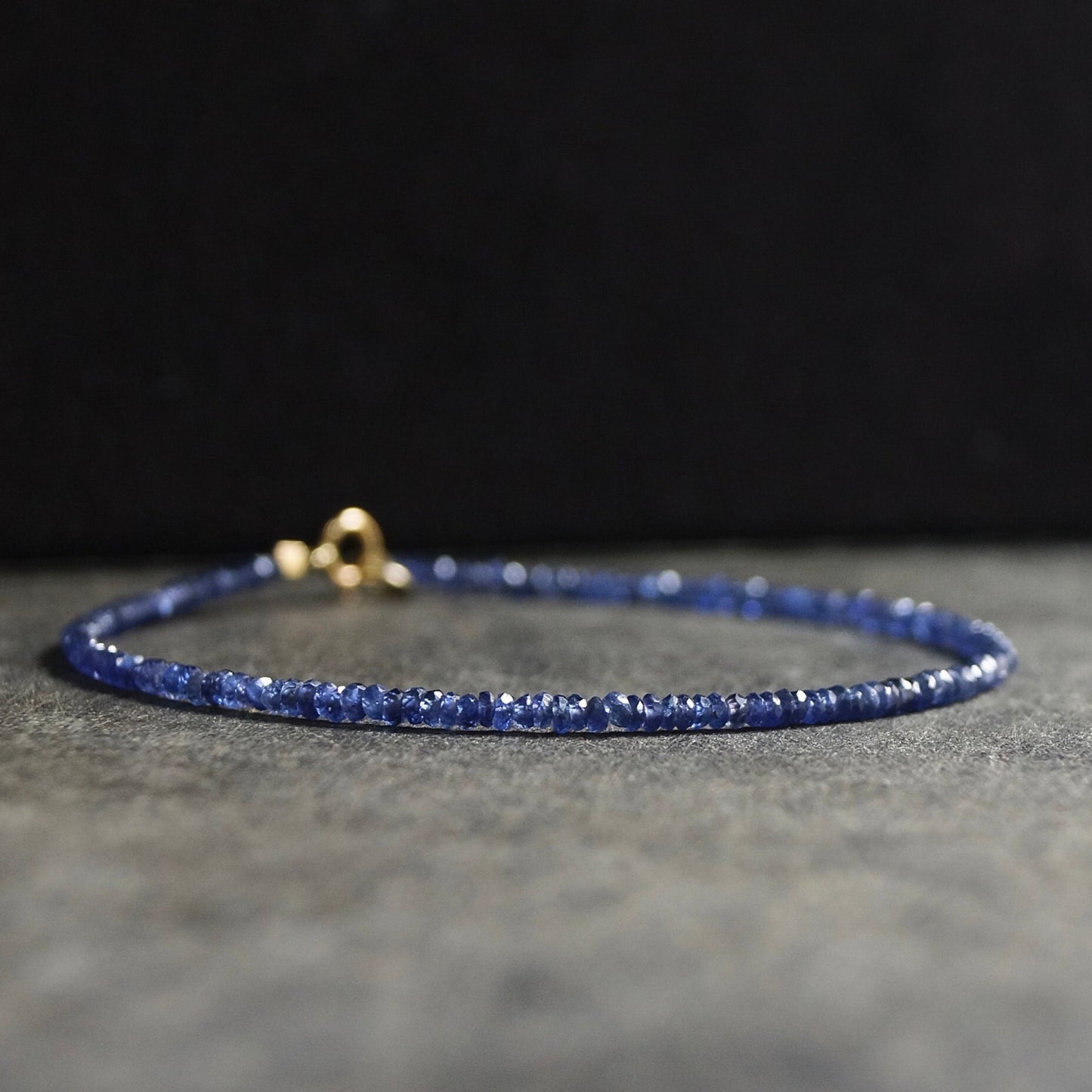 14k Solid Gold: Blue Sapphire Bead Bracelet| September Birthstone| Fine Jewelry| Dainty Bracelet| Natural Sapphire