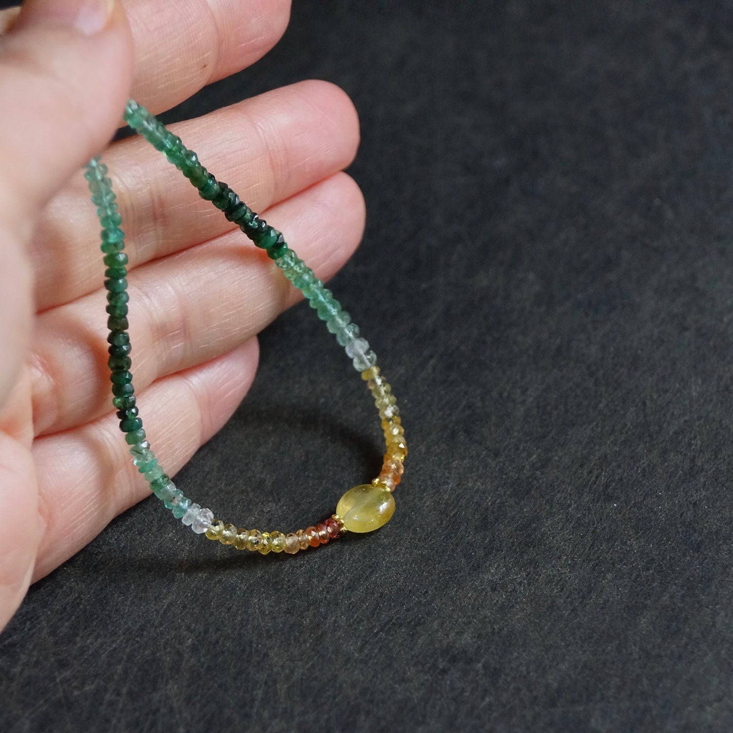 14K Solid Gold: Emerald Bracelet| Sapphire Bracelet| 2.5mm| Yellow Sapphire| Ombre Sapphire Jewelry| Natural Emerald| Green Yellow