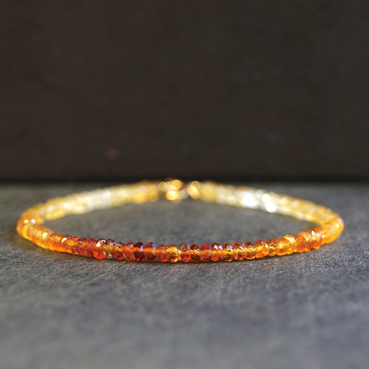 14K Solid Gold: Citrine Bead Bracelet | 3mm | Yellow Citrine | Spiritual Jewelry | Healing Stone | Solar Plexus | Navel Chakra| Ombre