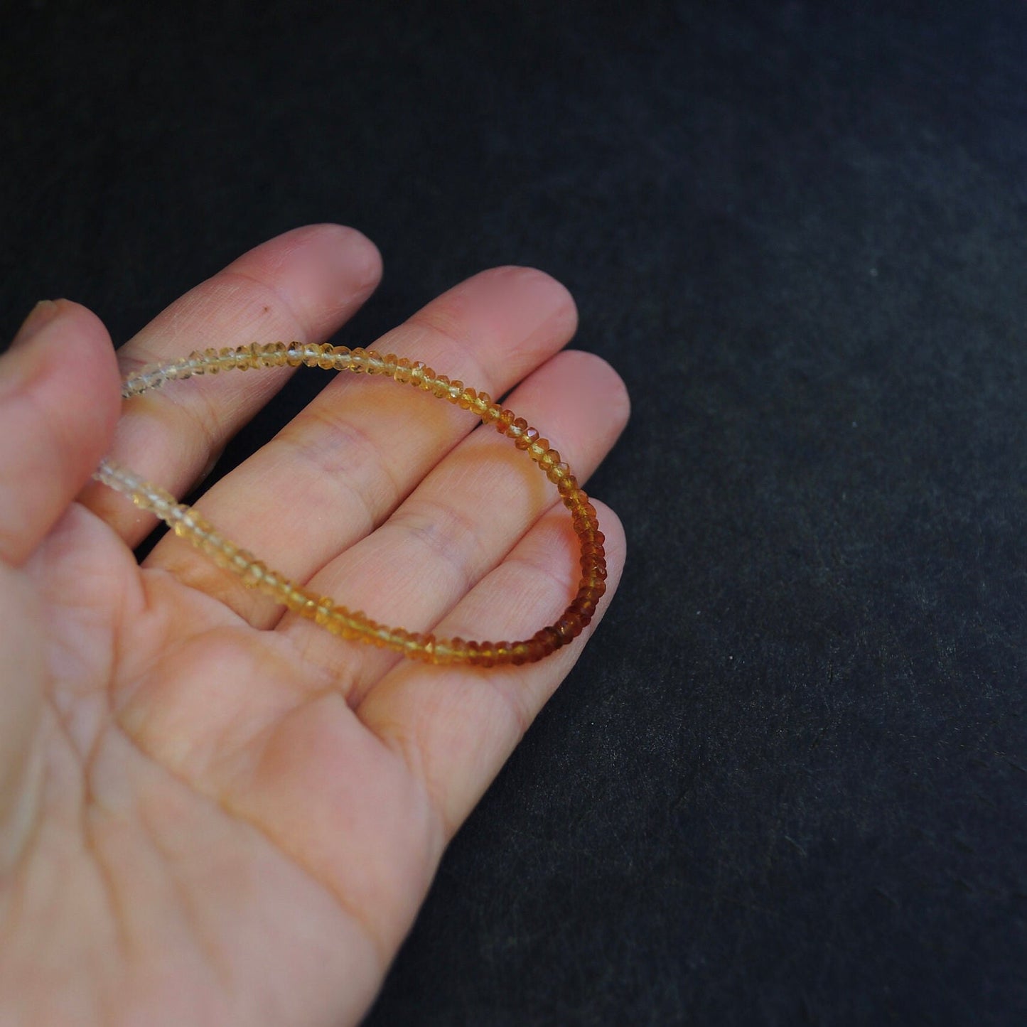 14K Solid Gold: Citrine Bead Bracelet | 3mm | Yellow Citrine | Spiritual Jewelry | Healing Stone | Solar Plexus | Navel Chakra| Ombre