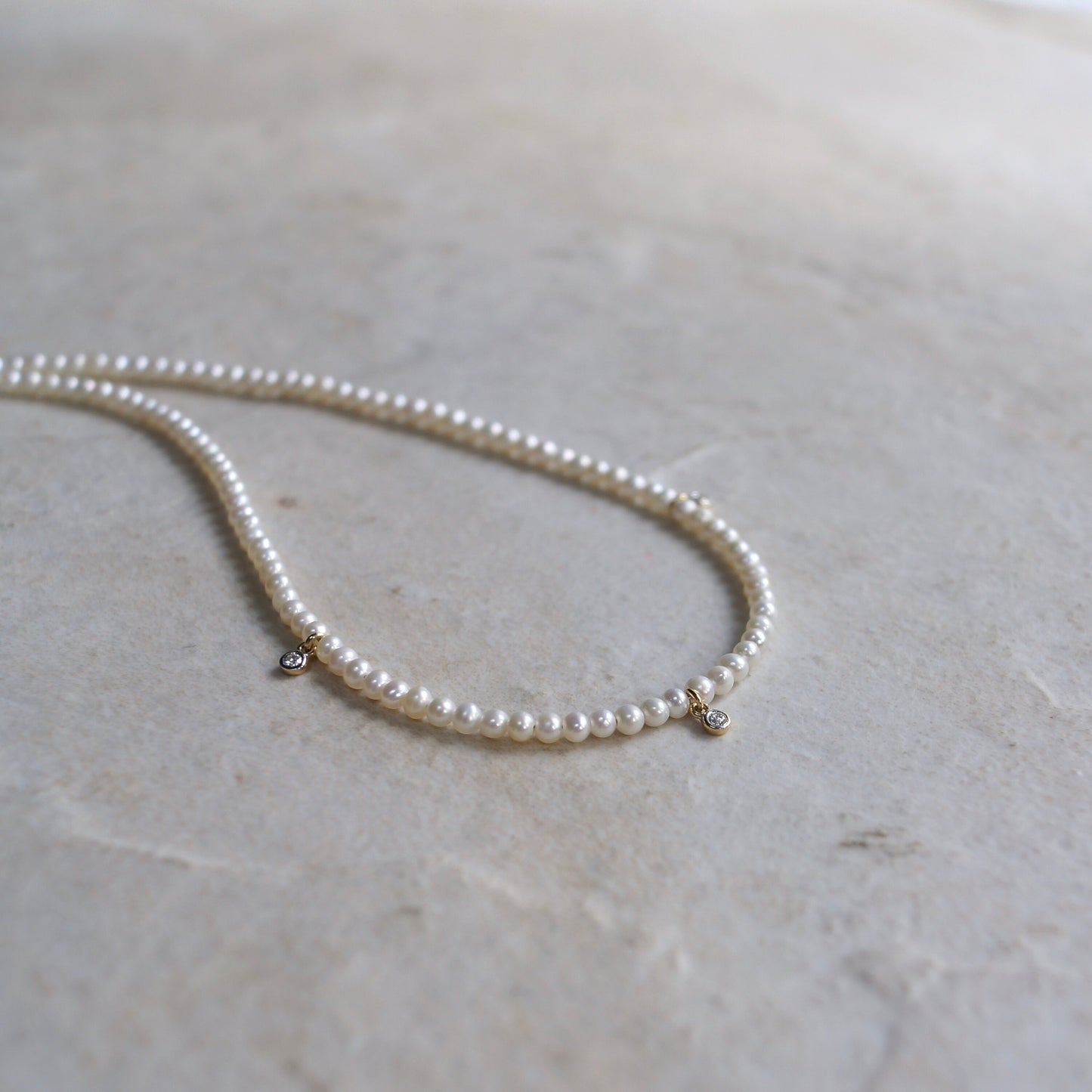 14K Solid Gold: Diamond & Pearl Necklace| Natural Pearl| Natural Diamond