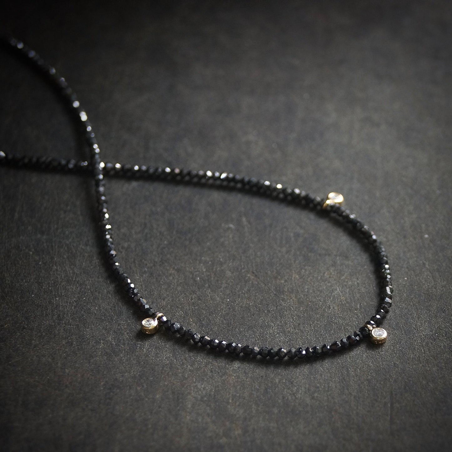 14K Solid Gold: Spiritual Diamond Beads Necklace | Black Diamond | White Diamond | Real Natural Genuine | Protection | Power Stone | Pendant