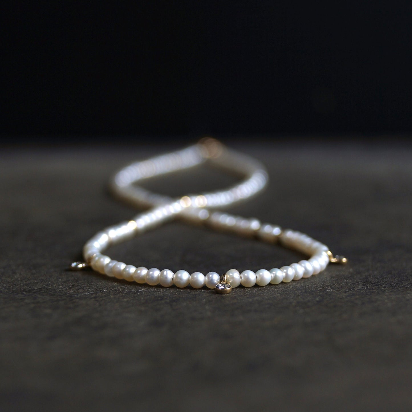 14K: Diamond & Pearl Necklace| 2.5mm|  Natural Pearl| Natural Diamond| Diamond Charm| Dainty Jewelry| Fine Jewelry| Solid Gold