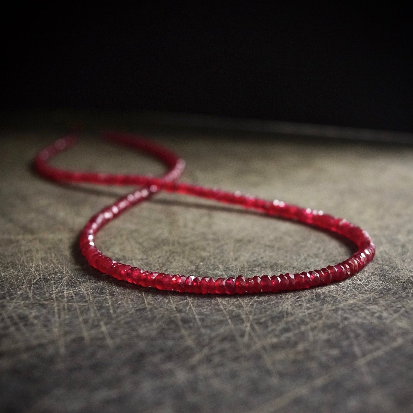 14K: Ruby Necklace | 2.5mm | 3mm | July Birthstone | Delicate Beaded Ruby | Dainty | Skinny | Minimalist | Fine Jewelry| Solid Gold