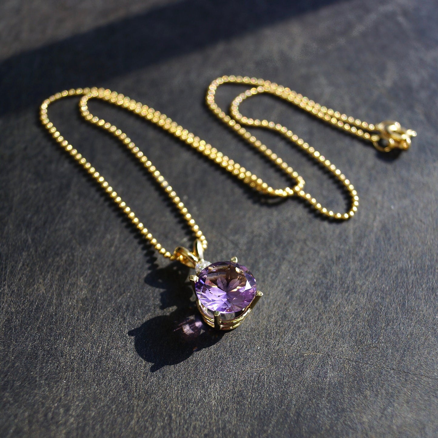 14K Amethyst Pendant| Cherry Blossom| February Birthstone| Carved Gemstone| Artisan| Flower |Rare Find| Fine Jewelry| Solid Gold| Engraved