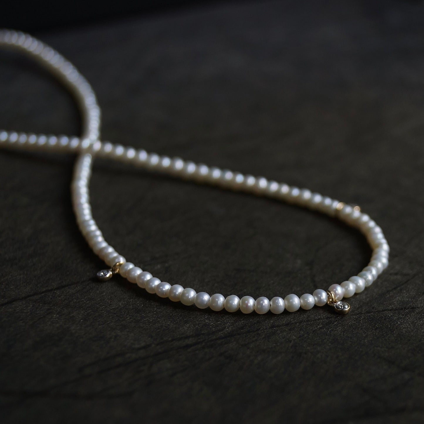 14K Solid Gold: Diamond & Pearl Necklace| Natural Pearl| Natural Diamond