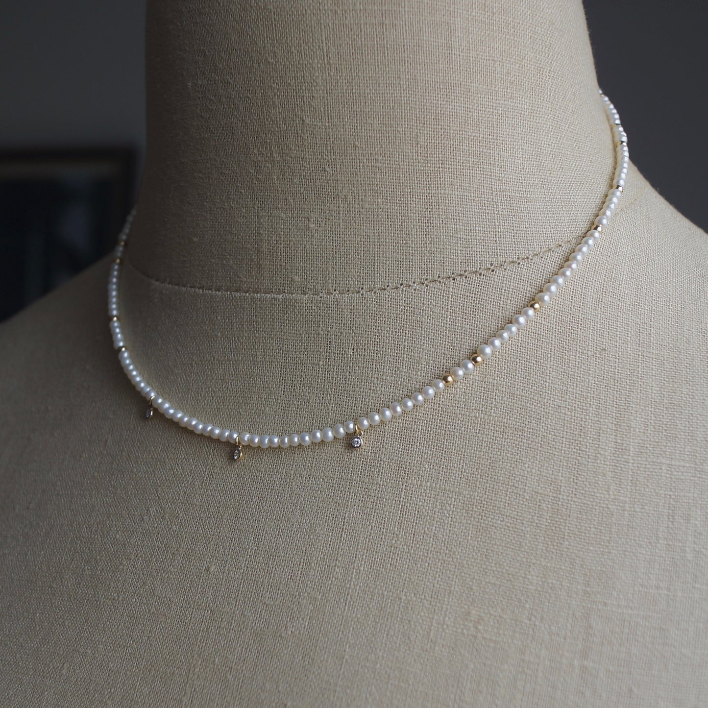 14K: Diamond & Pearl Necklace| 2.5mm|  Natural Pearl| Natural Diamond| Diamond Charm| Dainty Jewelry| Fine Jewelry| Solid Gold