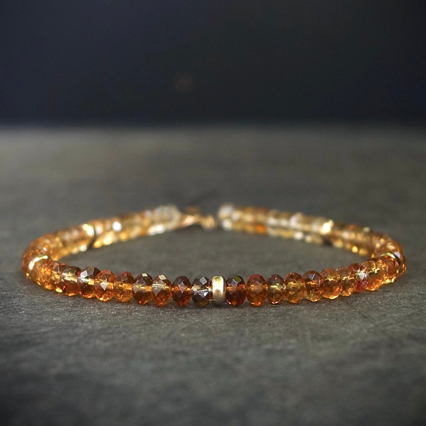 14K Solid Gold: Citrine Bead Bracelet | 4mm | Yellow Citrine | Spiritual Jewelry | Healing Stone | Solar Plexus | Navel Chakra| Ombre