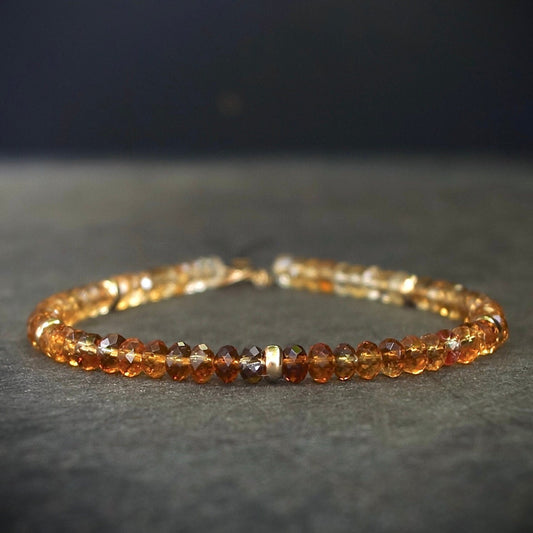 14K Solid Gold: Citrine Bead Bracelet | 4mm | Yellow Citrine | Spiritual Jewelry | Healing Stone | Solar Plexus | Navel Chakra| Ombre