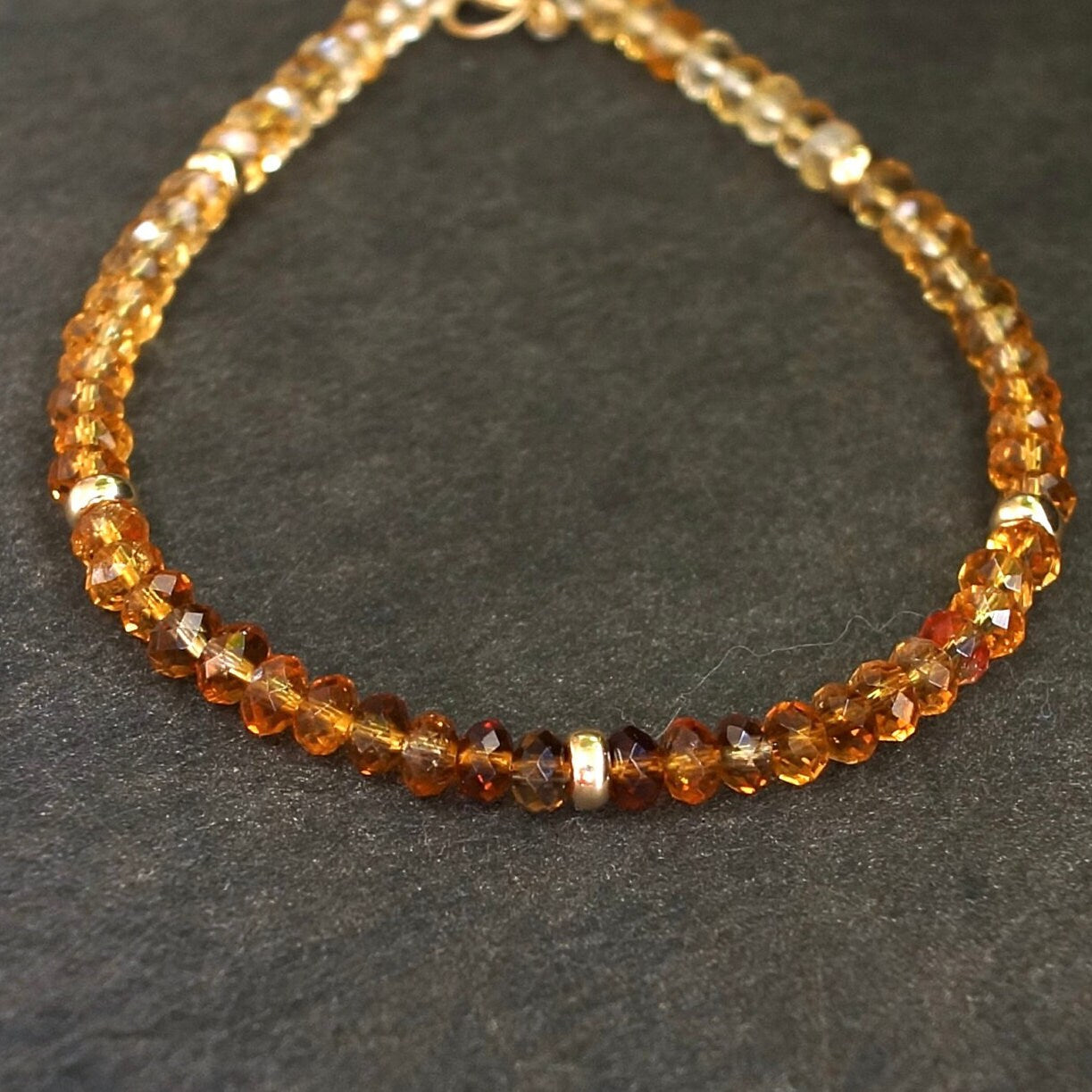 14K Solid Gold: Citrine Bead Bracelet | 4mm | Yellow Citrine | Spiritual Jewelry | Healing Stone | Solar Plexus | Navel Chakra| Ombre