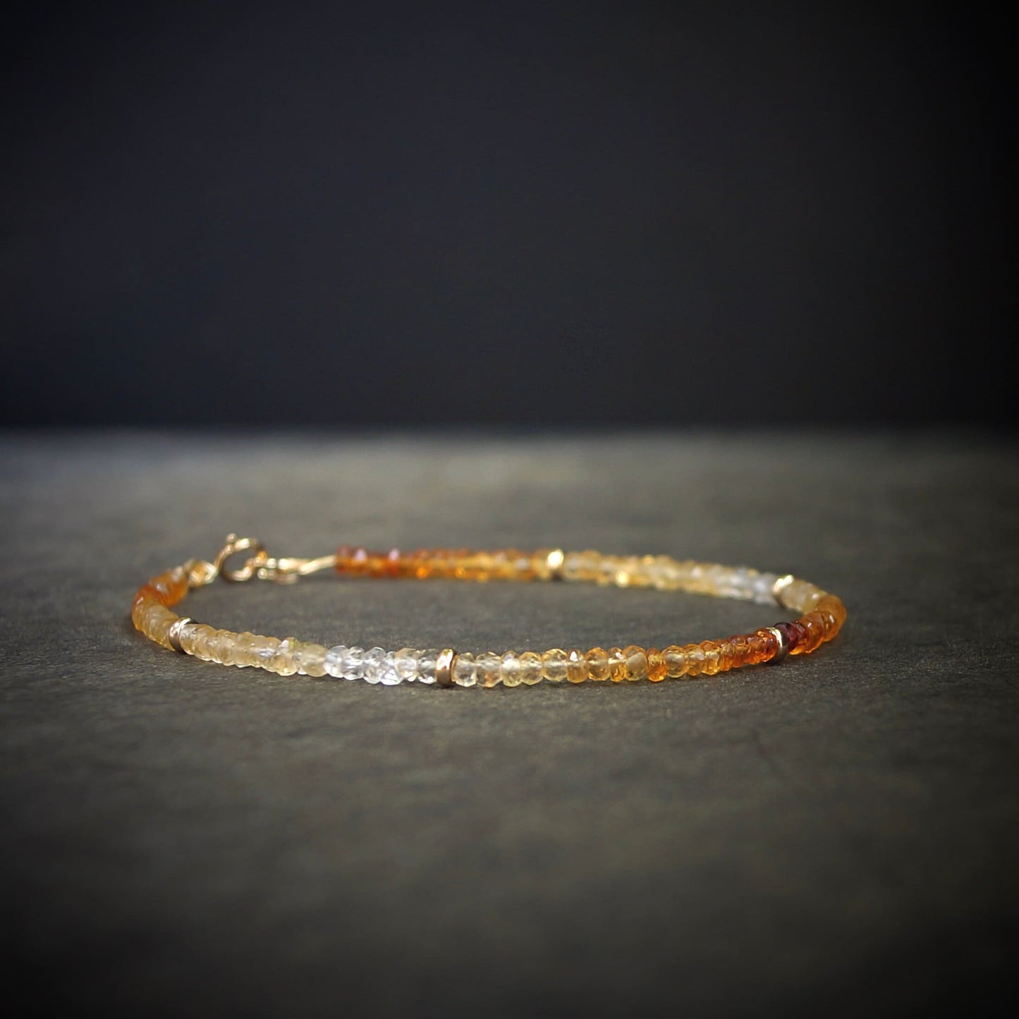 14K Solid Gold: Citrine Bead Bracelet | 3mm | Yellow Citrine | Spiritual Jewelry | Healing Stone | Solar Plexus | Navel Chakra| Ombre