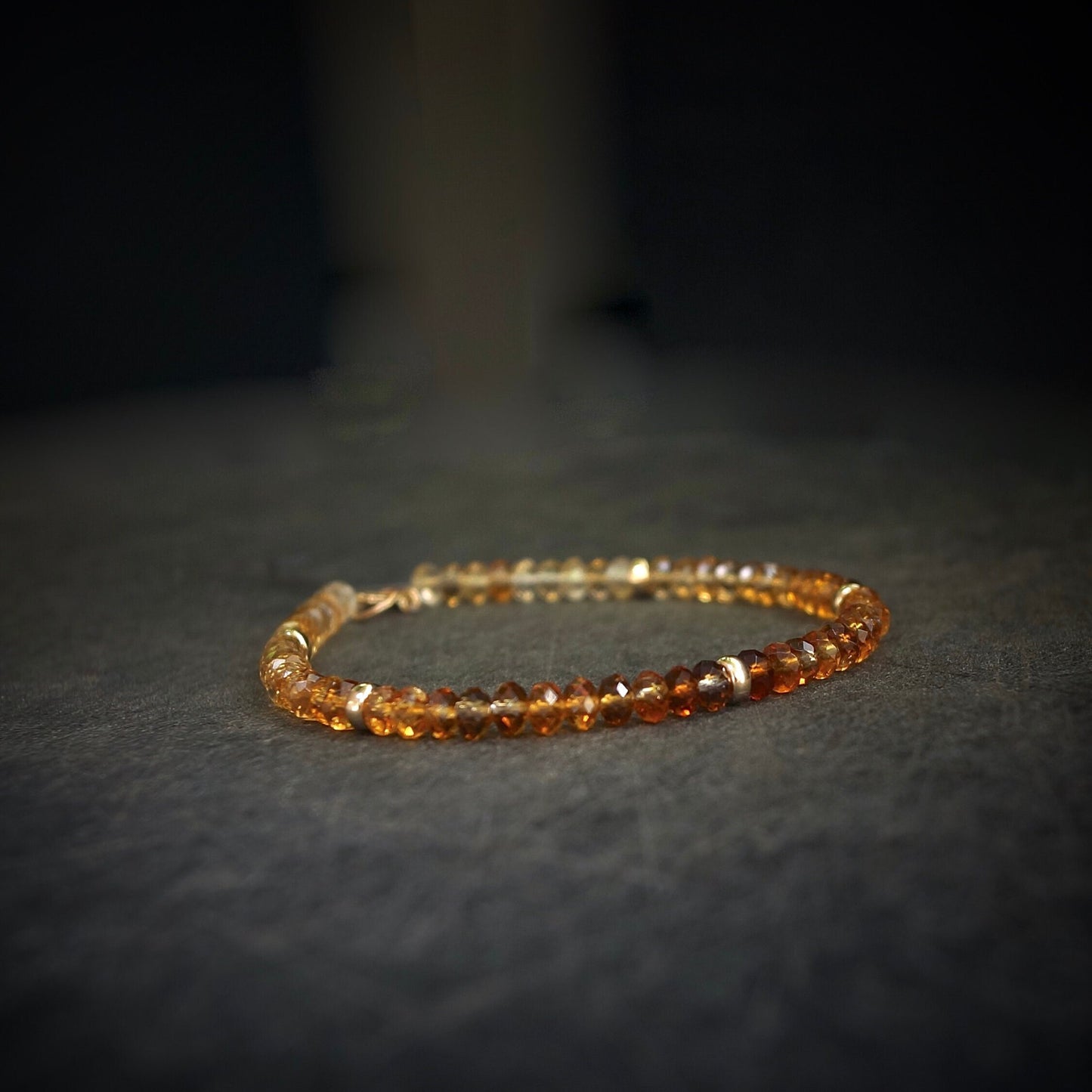 14K Solid Gold: Citrine Bead Bracelet | 4mm | Yellow Citrine | Spiritual Jewelry | Healing Stone | Solar Plexus | Navel Chakra| Ombre