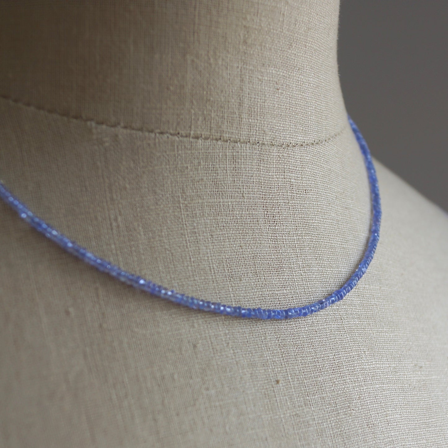 14k Solid Gold: Tanzanite Bead Necklace | 2-3mm | September Birthstone | Layered Necklace | Skinny | Fine Jewelry | A