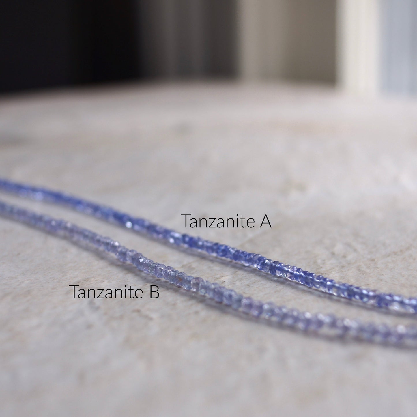 14k Solid Gold: Tanzanite Bead Necklace | 2-3mm | September Birthstone | Layered Necklace | Skinny | Fine Jewelry | A