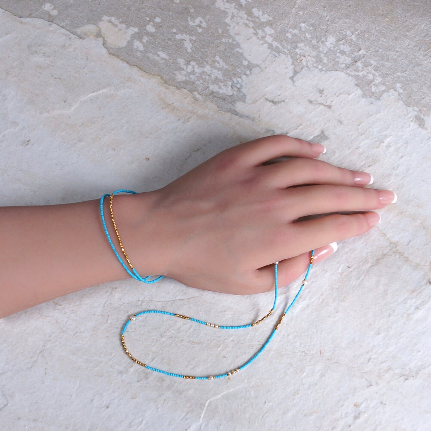 14K & 24K Vermeil:Tiny Turquoise Bracelet | 1.5 mm | December Birthstone | Baby Blue | Dainty | Skinny Bracelet