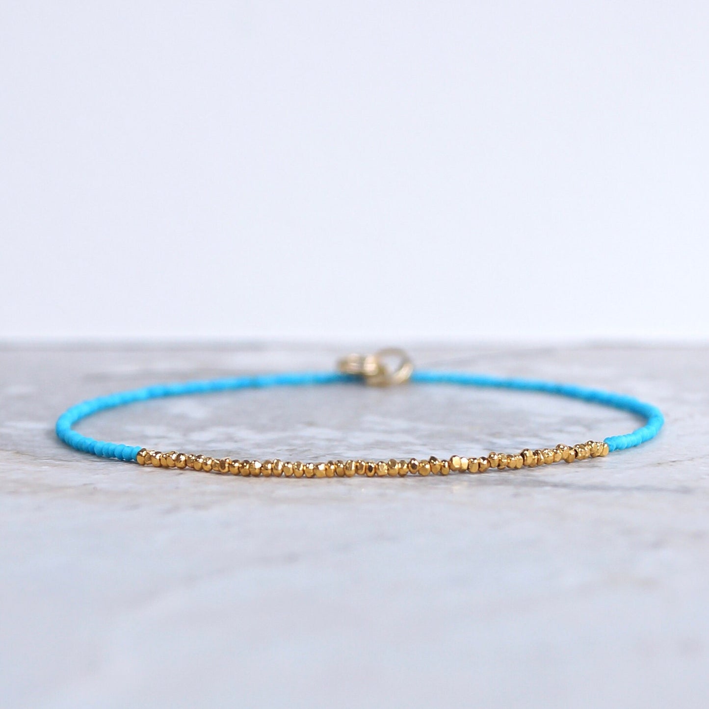 14K & 24K Vermeil:Tiny Turquoise Bracelet | 1.5 mm | December Birthstone | Baby Blue | Dainty | Skinny Bracelet