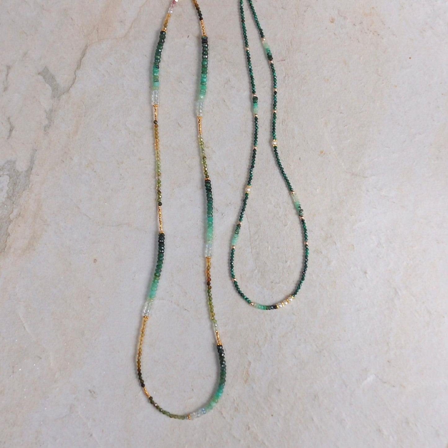 Emerald & Tourmaline Necklace| Natural Emerald| Multi Tourmaline| Green| Boho| Bohemian| Solid Gold | 24K Vermeil