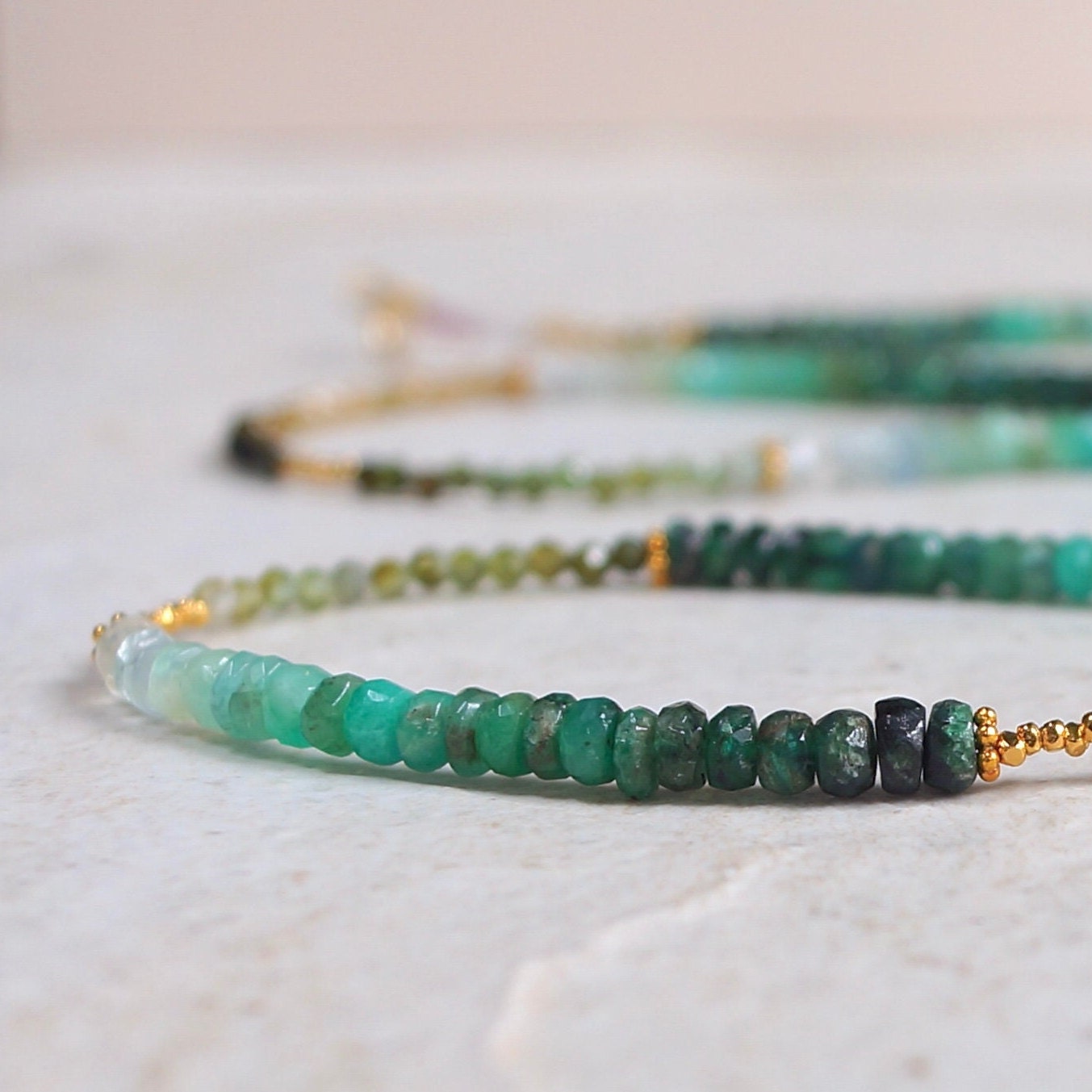 Emerald & Tourmaline Necklace| Natural Emerald| Multi Tourmaline| Green| Boho| Bohemian| Solid Gold | 24K Vermeil