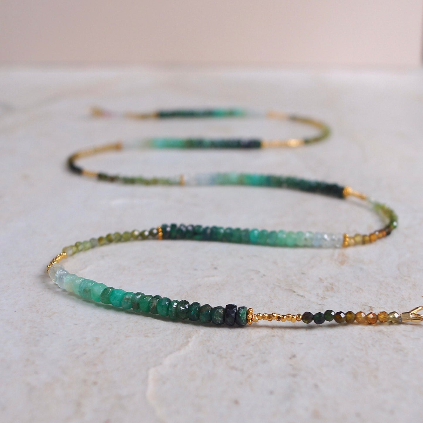 Emerald & Tourmaline Necklace| Natural Emerald| Multi Tourmaline| Green| Boho| Bohemian| Solid Gold | 24K Vermeil