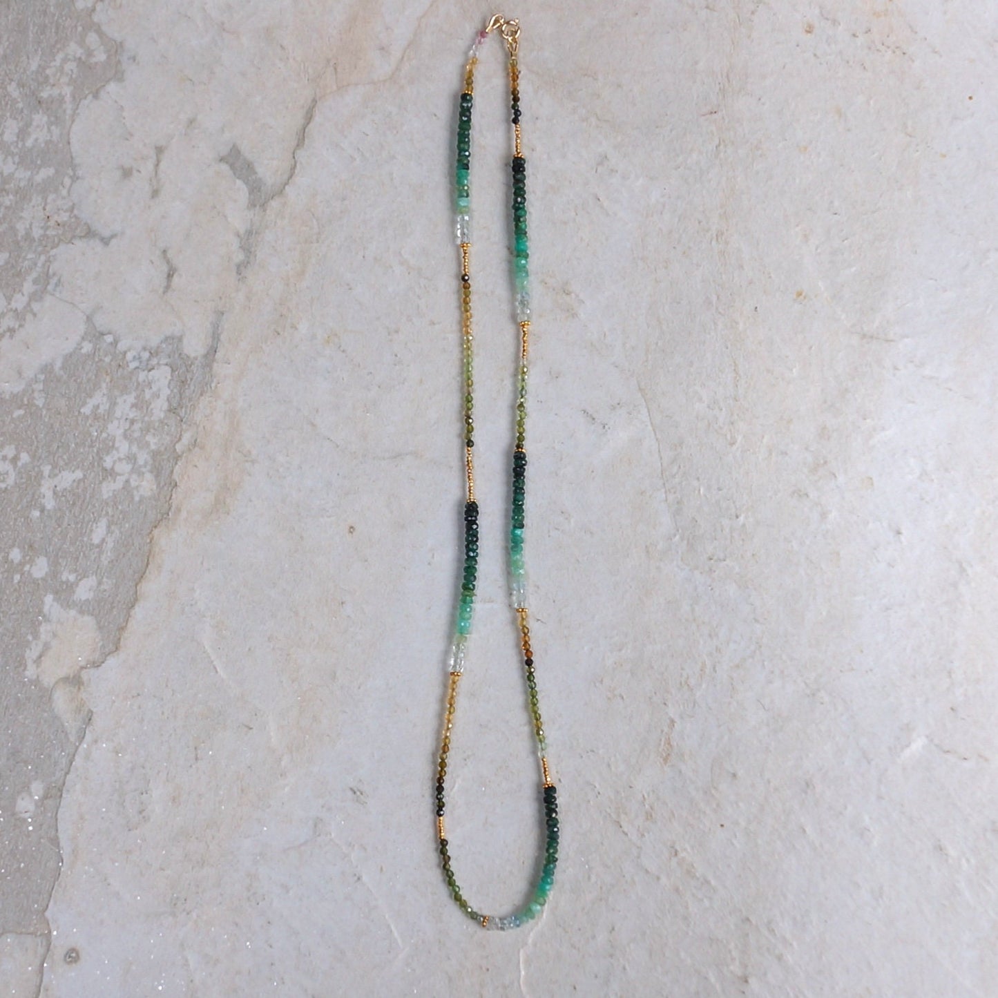 Emerald & Tourmaline Necklace| Natural Emerald| Multi Tourmaline| Green| Boho| Bohemian| Solid Gold | 24K Vermeil