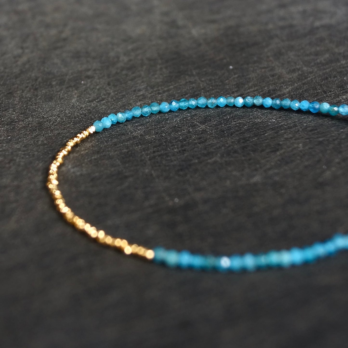 14K Solid Gold & 24K Vermeil : Blue Apatite Bracelet | 2mm | Teal Blue | Boho| Delicate Bracelet | Spiritual Jewelry| For girlfriend