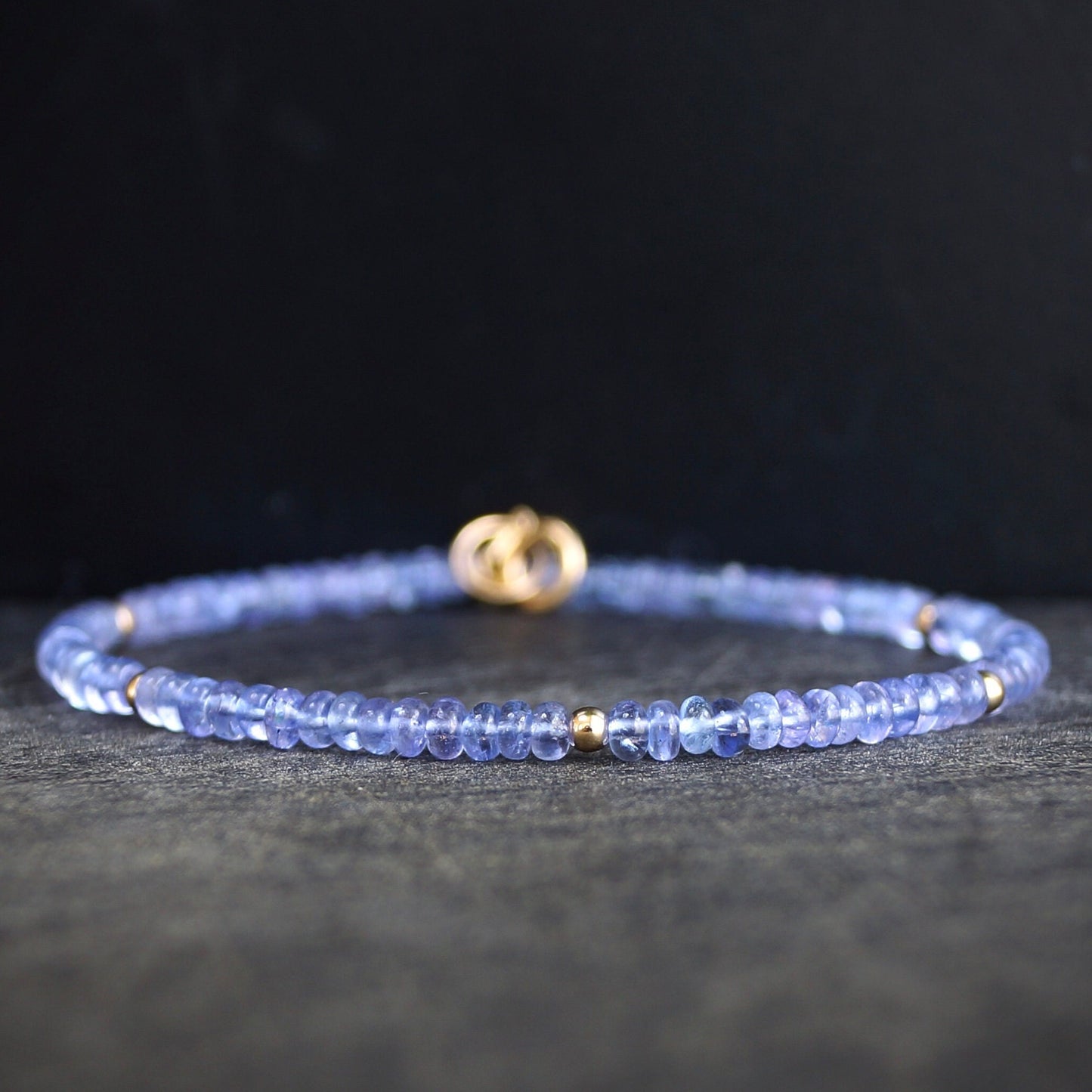 14k Solid Gold: Tanzanite Bead Bracelet | 3mm | September Birthstone | Lilac Purple | Delicate Bracelet | Fine Jewelry