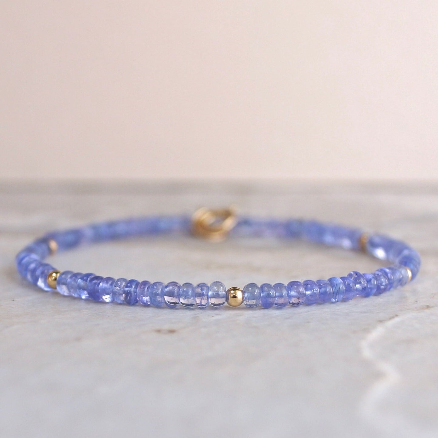 14k Solid Gold: Tanzanite Bead Bracelet | 3mm | September Birthstone | Lilac Purple | Delicate Bracelet | Fine Jewelry