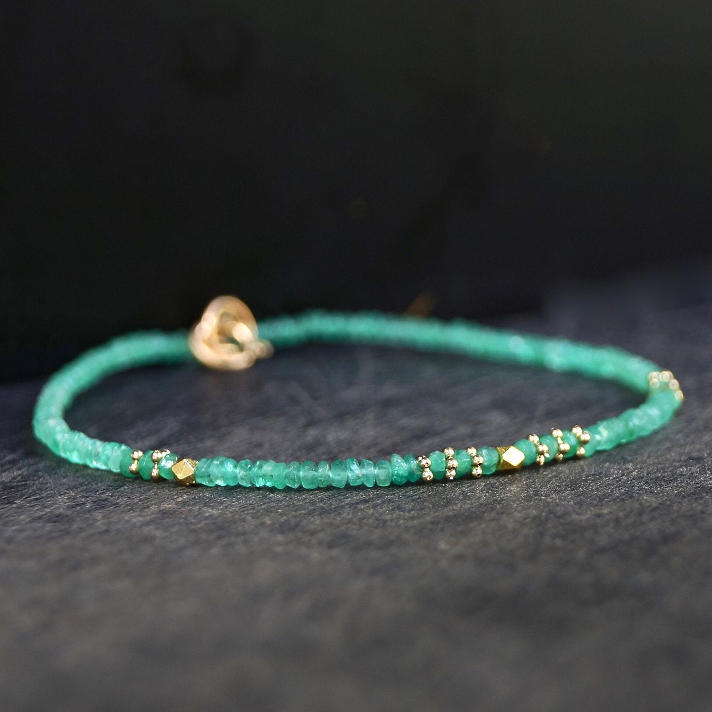 14K Solid Gold: Colombian Emerald Bracelet | 2-2.5mm| May Birthstone| Genuine Natural Emerald| Fine Jewelry| Delicate Skinny Emera