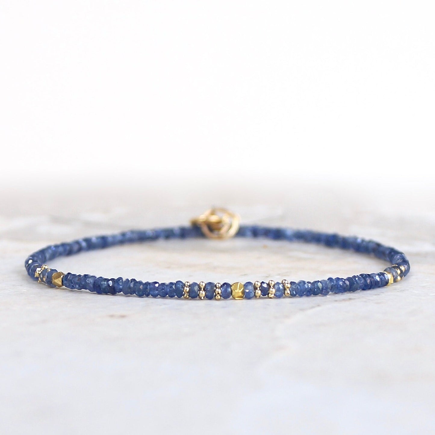 14K Solid Gold: Blue Sapphire Bracelet | 2-2.5mm| Genuine Natural Sapphire| Fine Jewelry