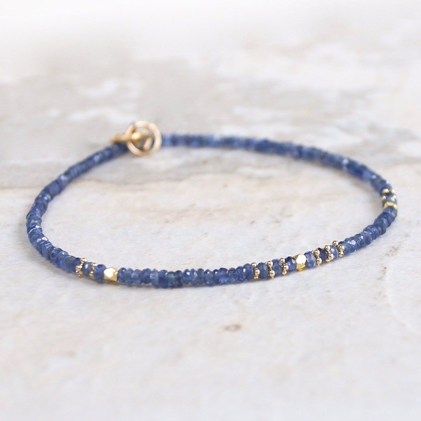 14K Solid Gold: Blue Sapphire Bracelet | 2-2.5mm| Genuine Natural Sapphire| Fine Jewelry